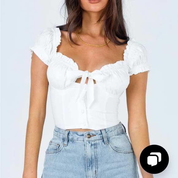 Princess Polly white Elouise crop top US 4 - Picture 9 of 12